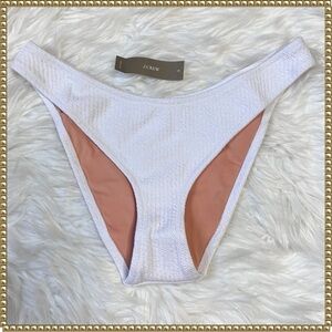 J Crew White Textured Bikini Swim Bottoms Medium NWT